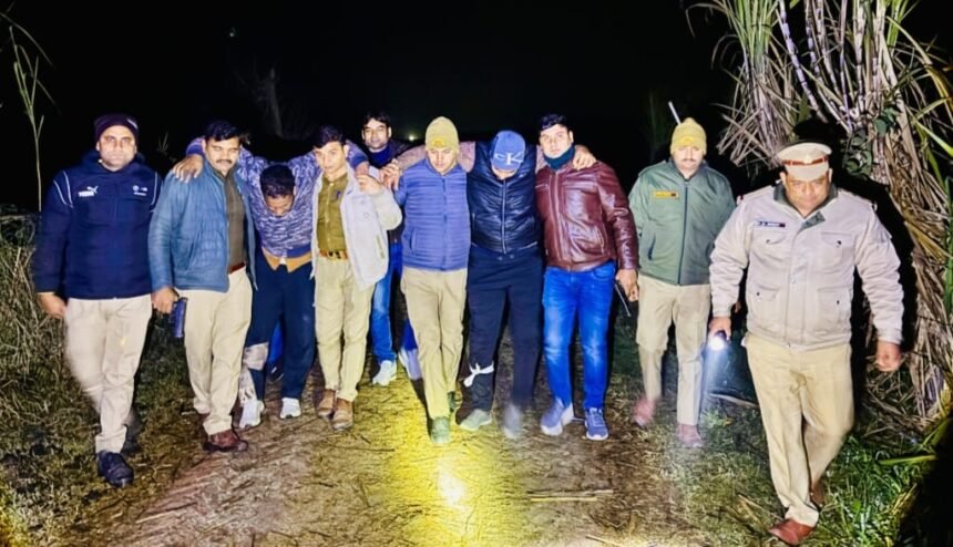 Vigilant patrolling by Garh police foiled a cow slaughter plot; four cunning criminals were apprehended, two injured in the encounter. IMAGE CREDIT TO POLICE