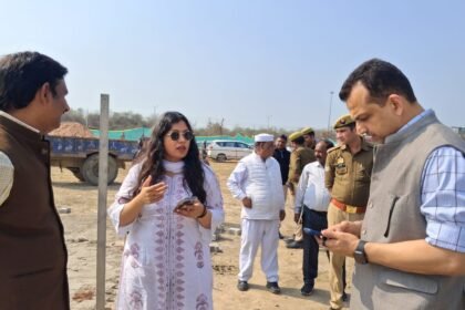 The District Magistrate inspected preparations for the foundation-laying ceremony of the proposed India Chip Pvt. Ltd. in Jewar and issued necessary guidelines to officials. IMAGE CREDIT TO AUTHORITY