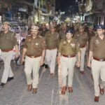 In view of the upcoming festivals, police conducted foot patrols in Kairana, and the SP reviewed the security arrangements. IMAGE CREDIT TO POLICE