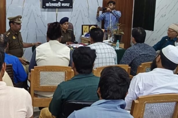 Peace Meeting Held at Kotwali Nagar Police Station Under ACP Upasana Pandey, Flag March Conducted in the Area IMAGE CREDIT TO POLICE