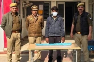 An attempt to break into the bank by making a hole in the wall was foiled; the police caught the accused along with the tools. IMAGE CREDIT TO POLICE