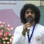 Singer Brijesh Mishra from Greater Noida performed in front of the President at the Vigyan Bhavan. IMAGE CREDIT TO REPORTER