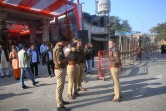 Today, temples will resonate with the chants of “Har Har Mahadev” as Additional CP Raj Karan inspected the Shridudheswarnath Temple. IMAGE CREDIT TO POLICE