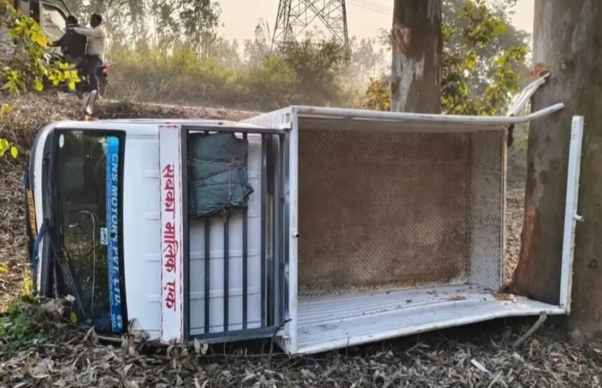 Goods Vehicle Overturns After Hitting a Nilgai; Driver Admitted to Hospital in Critical Condition IMAGE CREDIT TO REPORTER