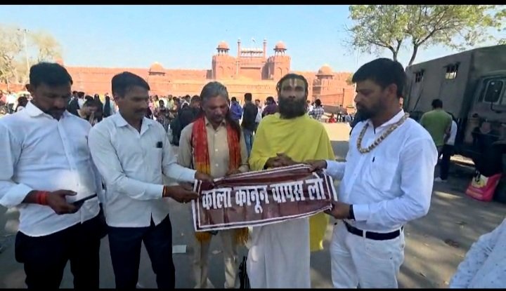 Narayani Sena staged a protest at Jantar Mantar and Red Fort IMAGE CREDIT TO नारायणी सेना