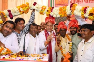 Social felicitation of BJP's newly appointed District President, Ramjeelal Kashyap IMAGE CREDIT TO BJP