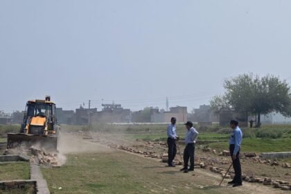 In Pilkhuwa, HPDA’s bulldozer action on illegal colonies, major operation carried out over 12,000 square meters IMAGE CREDIT TO AUTHORITY
