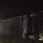 Double-Decker Bus Overturns on Highway; 9 Passengers Injured, 4 Referred to Higher Center IMAGE CREDIT TO POLICE