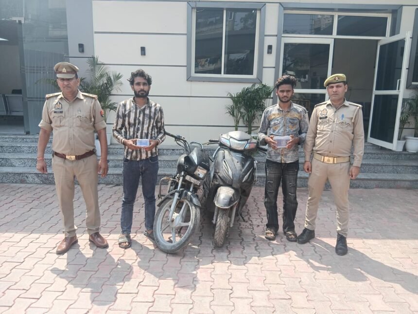 Shalimar Garden police arrested two accused who snatched belongings using a stolen two-wheeler. IMAGE CREDIT TO POLICE