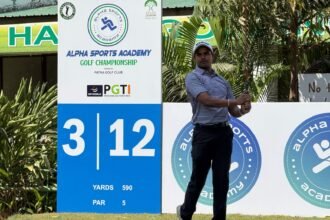 Spectacular comeback! Suneet Choudharsia dazzles in the second round, takes the top spot with a four-shot lead. IMAGE CREDIT TO अल्फा स्पोर्ट्स अकादमी