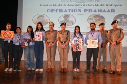 Operation Prahar: Ghaziabad police conducted an awareness session for students at ABES College. IMAGE CREDIT TO POLICE