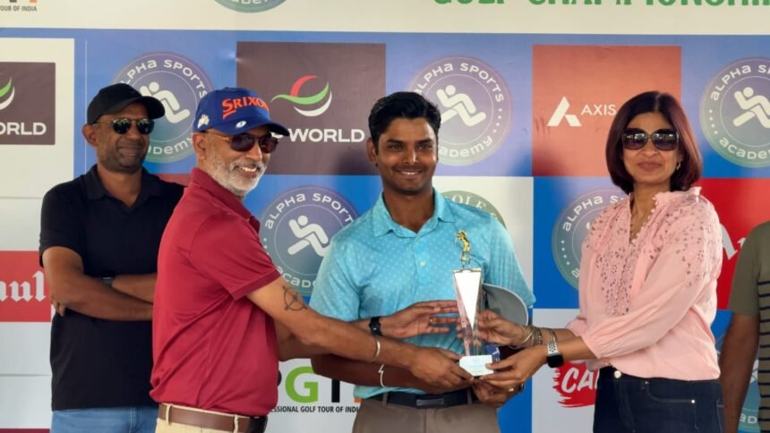 Sunil Chaudhary clinched victory by one shot at the Alpha Sports Academy Golf Championship 2026. IMAGE CREDIT TO अल्फा स्पोर्ट्स अकादमी