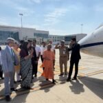Chief Minister Yogi Adityanath became the first passenger on the inaugural flight, taking a historic journey from Jewar Airport to Lucknow. IMAGE CREDIT TO सूचना विभाग