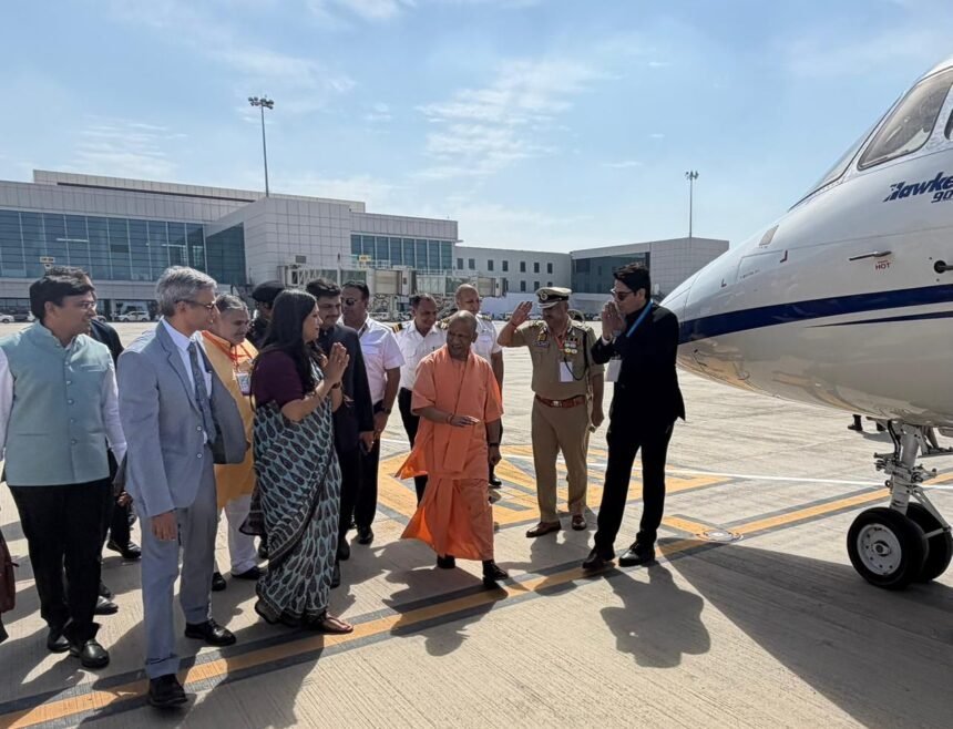Chief Minister Yogi Adityanath became the first passenger on the inaugural flight, taking a historic journey from Jewar Airport to Lucknow. IMAGE CREDIT TO सूचना विभाग