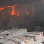 A fire broke out in two factories in an industrial area; the fire department managed to bring the blaze under control. IMAGE CREDIT TO फायर ब्रिगेड