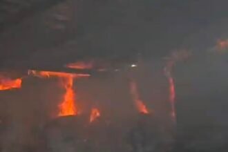 A fire broke out in two factories in an industrial area; the fire department managed to bring the blaze under control. IMAGE CREDIT TO फायर ब्रिगेड