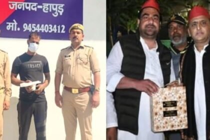 The theft of a goods-laden canter was uncovered; the absconding accused was arrested, revealing several names including the SP city president. IMAGE CREDIT TO पुलिस/रिपोर्टर