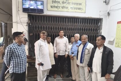 The District Magistrate conducted the monthly inspection of the EVM warehouse in the presence of representatives of political parties. IMAGE CREDIT TO सूचना विभाग