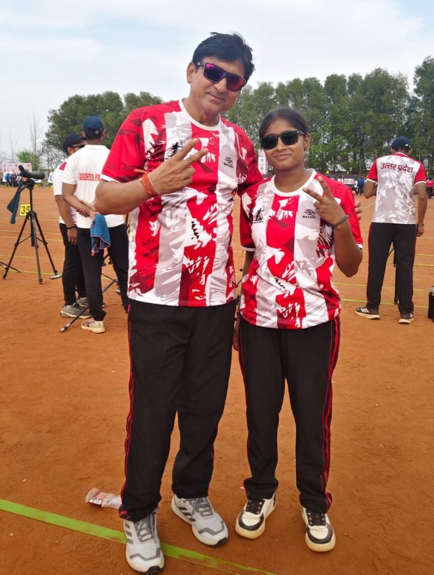 Nishtha Gupta shines in archery, setting a national record in the Under-15 category. IMAGE CREDIT TO स्पोर्ट्स ऑफिसर