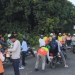 Road safety awareness campaign at Bhanaida Toll Plaza; those following traffic rules were honored with flowers IMAGE CREDIT TO पुलिस