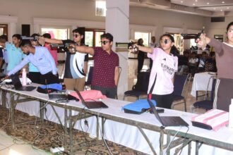 Grand inauguration of the Rajat Nirwal Memorial Shooting Championship in Shamli; players showcased their skills. IMAGE CREDIT TO क्रीड़ा भारती