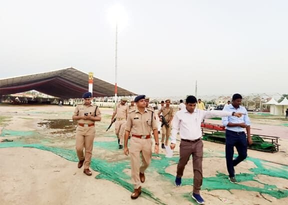 Review of security preparations ahead of the Chief Minister’s visit; Superintendent of Police (City) inspects venues IMAGE CREDIT TO पुलिस