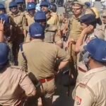 Employees staged a protest at DME over salary hike demands IMAGE CREDIT TO POLICE