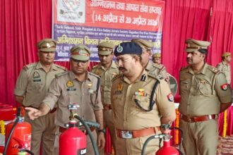 In Ghaziabad, the fire department observed its Fire Service Commemoration Day. IMAGE CREDIT TO POLICE