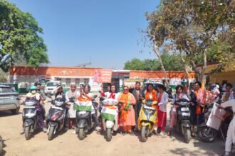 Scooty rally in support of the Nari Shakti Vandan Act; hundreds of women participated enthusiastically. IMAGE CREDIT TO REPORTER