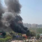 A fire broke out in the market at Crossing Gol Chakkar, and the fire department managed to bring it under control. IMAGE CREDIT TO दमकल विभाग