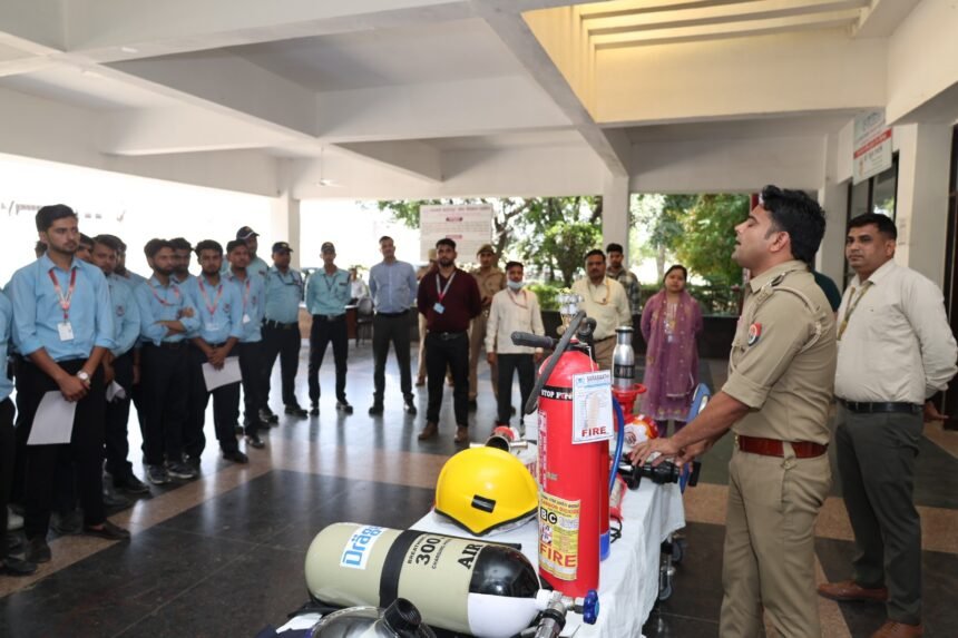 A live mock drill was conducted at Saraswati Medical College to raise awareness about fire safety. IMAGE CREDIT TO इंस्टीट्यूट