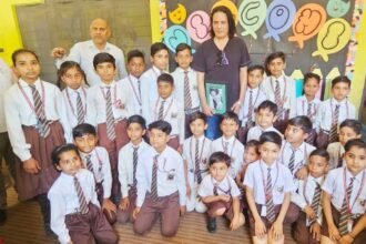Actor Rahul Roy visited BPN Junior High School in Kandhla and spent time with the students. IMAGE CREDIT TO स्कूल