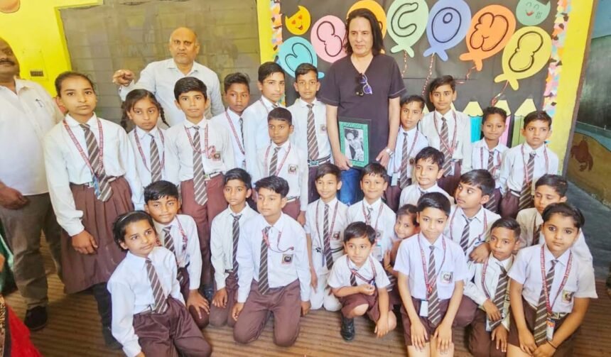Actor Rahul Roy visited BPN Junior High School in Kandhla and spent time with the students. IMAGE CREDIT TO स्कूल