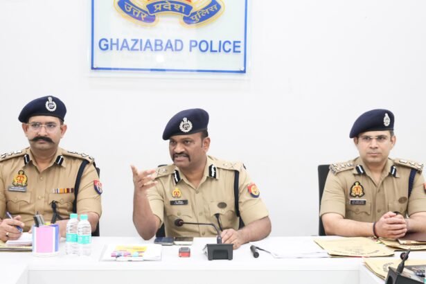Police Commissioner **J. Ravinder Gaud** held a meeting with subordinate officers to make Ghaziabad crime-free. IMAGE CREDIT TO POLICE