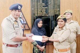 “Police personnel and a civilian who saved a woman attempting suicide by jumping into a canal were honoured. IMAGE CREDIT TO POLICE