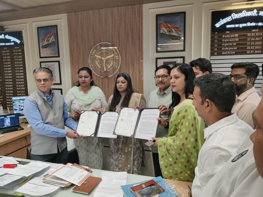 “An MoU was signed between the district administration and Samyak Collective Good Foundation for the health and welfare of unorganized workers.” IMAGE CREDIT TO सूचना विभाग