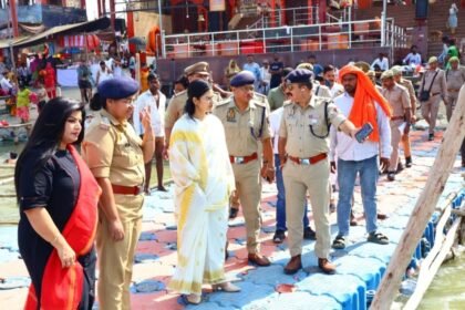 “Security arrangements at Brajghat tightened for Shani Amavasya; the District Magistrate and Superintendent of Police conducted an inspection.” IMAGE CREDIT TO INFORMATION DEPARTMENT