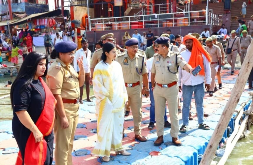 “Security arrangements at Brajghat tightened for Shani Amavasya; the District Magistrate and Superintendent of Police conducted an inspection.” IMAGE CREDIT TO INFORMATION DEPARTMENT