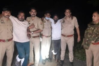 “Two cattle smugglers were arrested after a police encounter in Heempur Deepa; one was shot in the leg.” IMAGE CREDIT TO POLICE