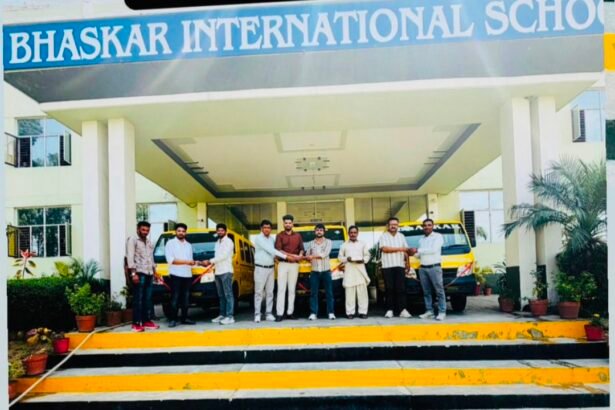 Five new buses inaugurated at Bhaskar International School, enhancing safety and convenience IMAGE CREDIT TO स्कूल