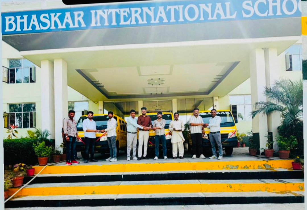 Five new buses inaugurated at Bhaskar International School, enhancing safety and convenience IMAGE CREDIT TO स्कूल