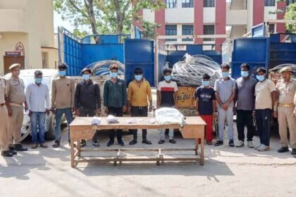 “Interstate gang involved in high-tension electric wire theft busted; 10 accused arrested. IMAGE CREDIT TO POLICE