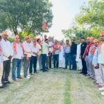Celebrations were held in Jewar after the BJP’s victory in three states, with party workers distributing sweets. IMAGE CREDIT TO रिपोर्टर