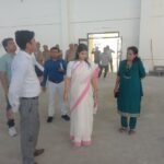 The District Magistrate, Kavita Meena, conducted a surprise inspection of the under-construction sports stadium in Babugarh. IMAGE CREDIT TO सूचना विभाग