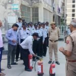 Fire safety arrangements in high-rise buildings were tested through a mock drill, and notices were issued for identified shortcomings. IMAGE CREDIT TO फायर डिपार्मेंट