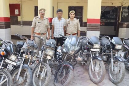 A member of an inter-state vehicle theft gang has been arrested, 14 stolen motorcycles have been recovered, and two accomplices are still absconding. IMAGE CREDIT TO POLCE