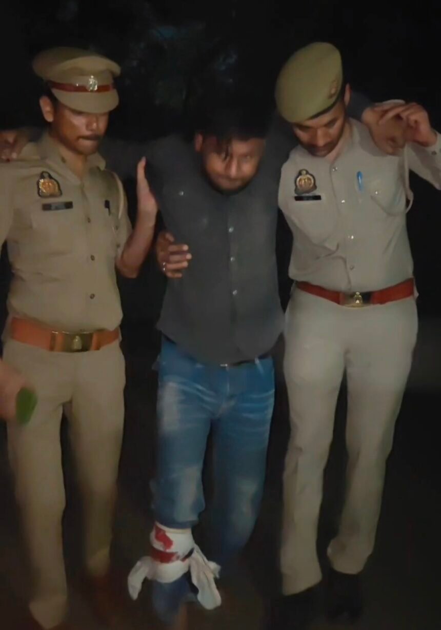 “Operation Langda”: Indirapuram police arrested one snatcher during an encounter; he was shot in the leg. IMAGE CREDIT TO POLICE