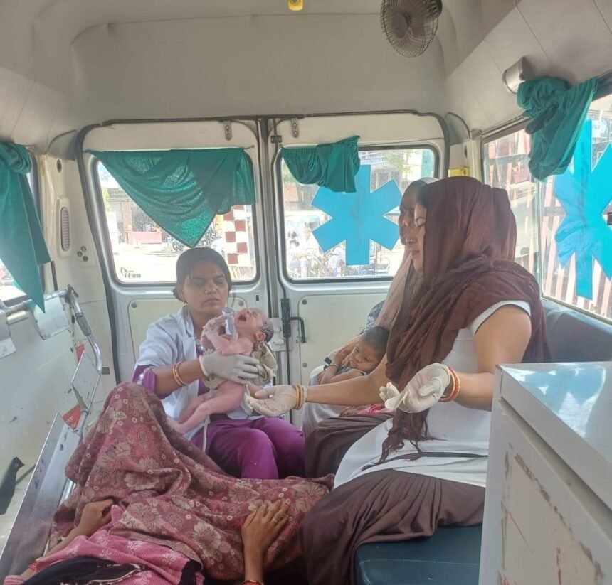 A baby’s cry was heard inside a 102 ambulance; both mother and newborn are healthy. Timely service proved to be a blessing, and the family praised the emergency response system. IMAGE CREDIT TO स्वास्थ्य विभाग