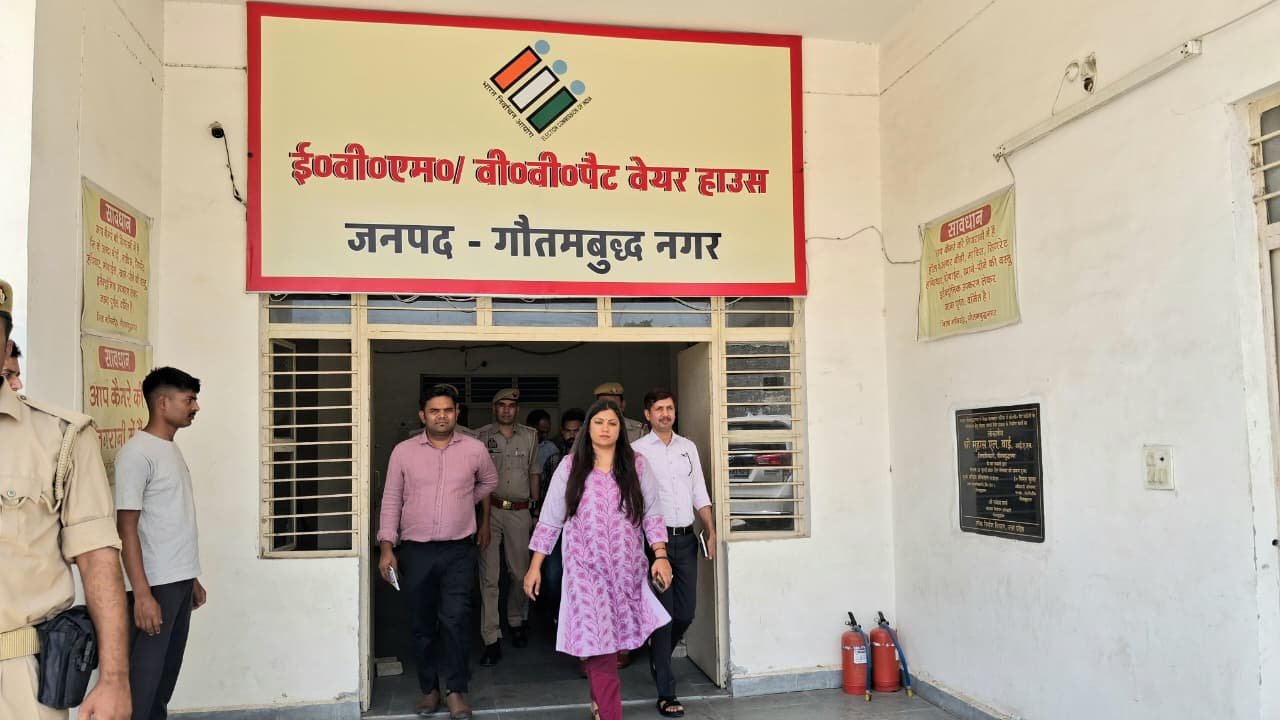 “The District Magistrate conducted a monthly inspection of the EVM-VVPAT warehouse and reviewed security arrangements.” IMAGE CREDIT TO सूचना विभाग