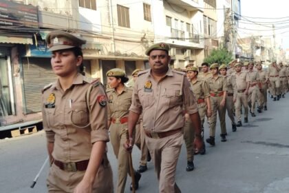 “Police conducted a flag march ahead of Bakrid and appealed not to sacrifice prohibited animals.” IMAGE CREDIT TO POLICE